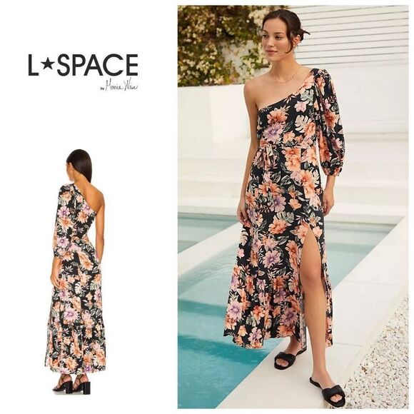 New. L*SPACE floral one shoulder maxi dress. Size 6. Retail $150 - Picture 2 of 15